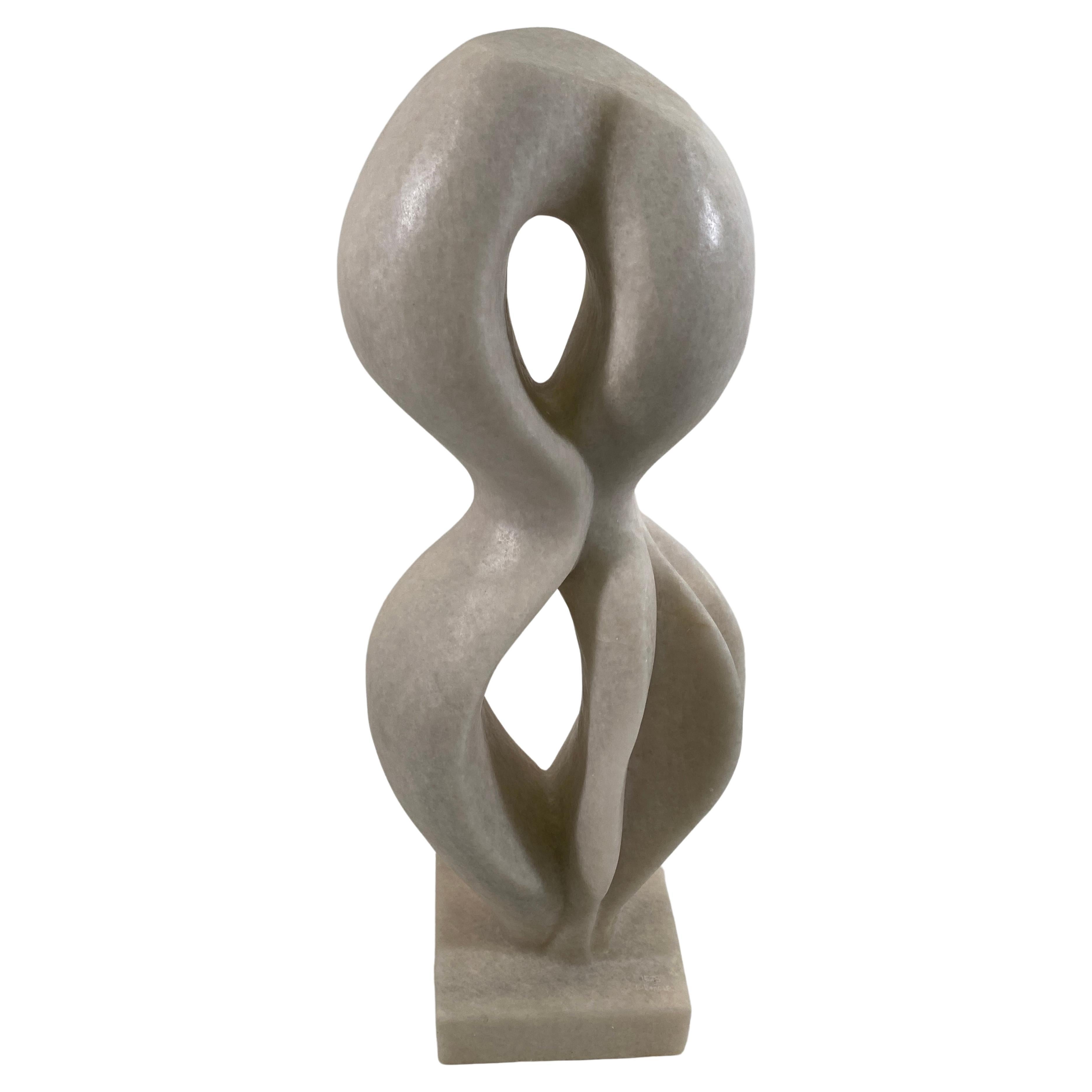 Joel, Swiss Modern White Marble Abstract Sculpture, Evelyne Brader-Frank For Sale