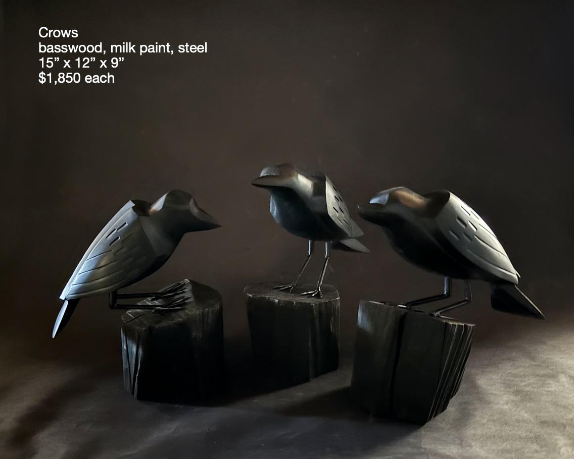 Joel Urruty - Trio di corvi, scultura 2025