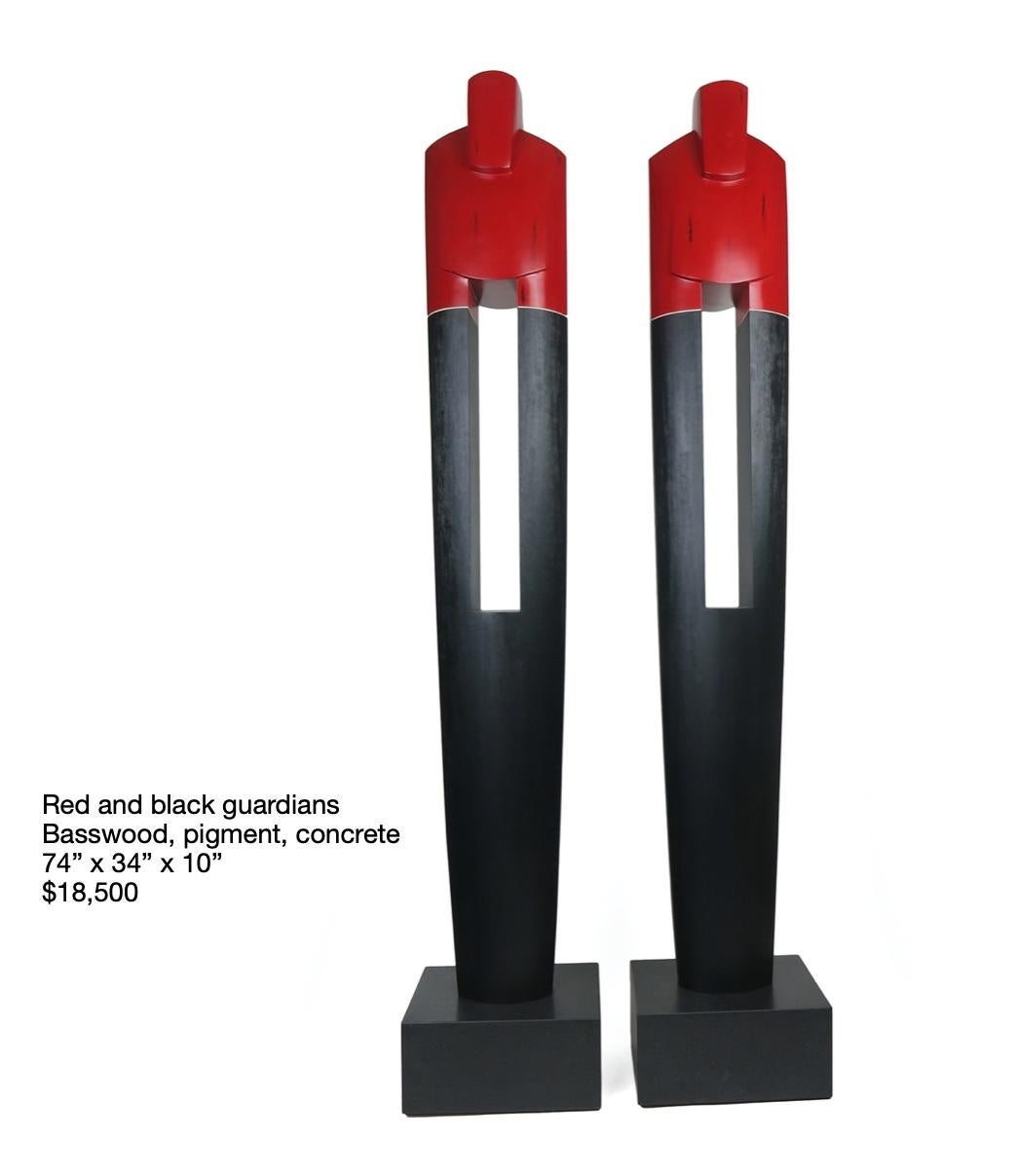 Joel Urruty - Gardiens rouges et noirs, Sculpture 2025 en vente 1