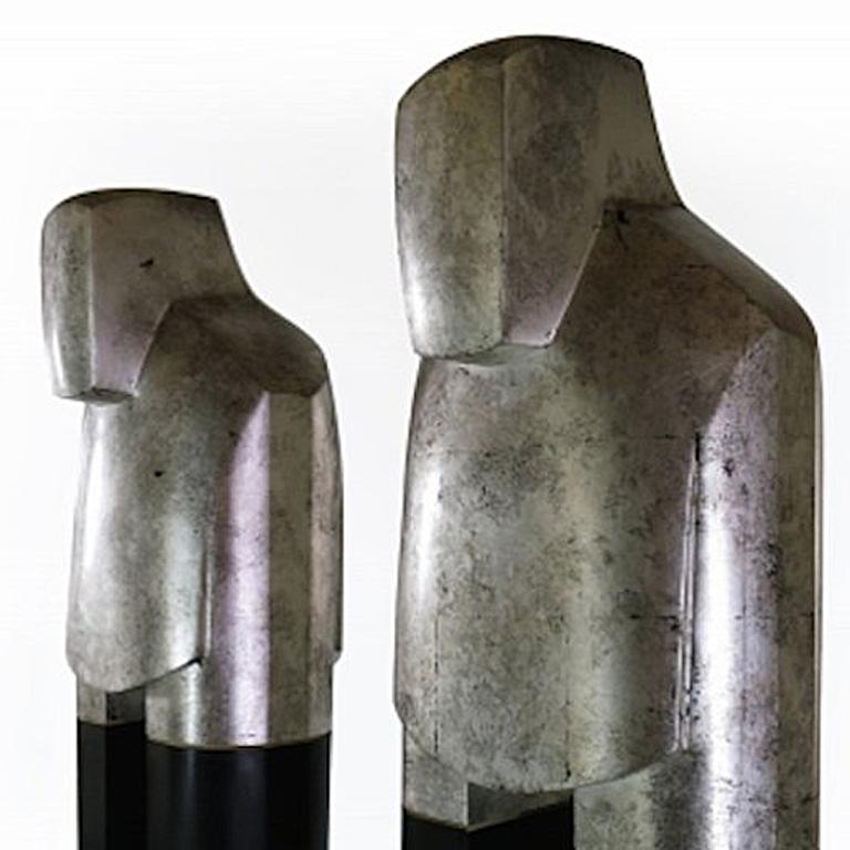 Sentinels argentés et noirs - Contemporain Sculpture par Joel Urruty