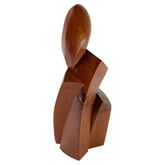 Joel Urutty Carved Mahogony Abstract Figural Sculpture D. 2011