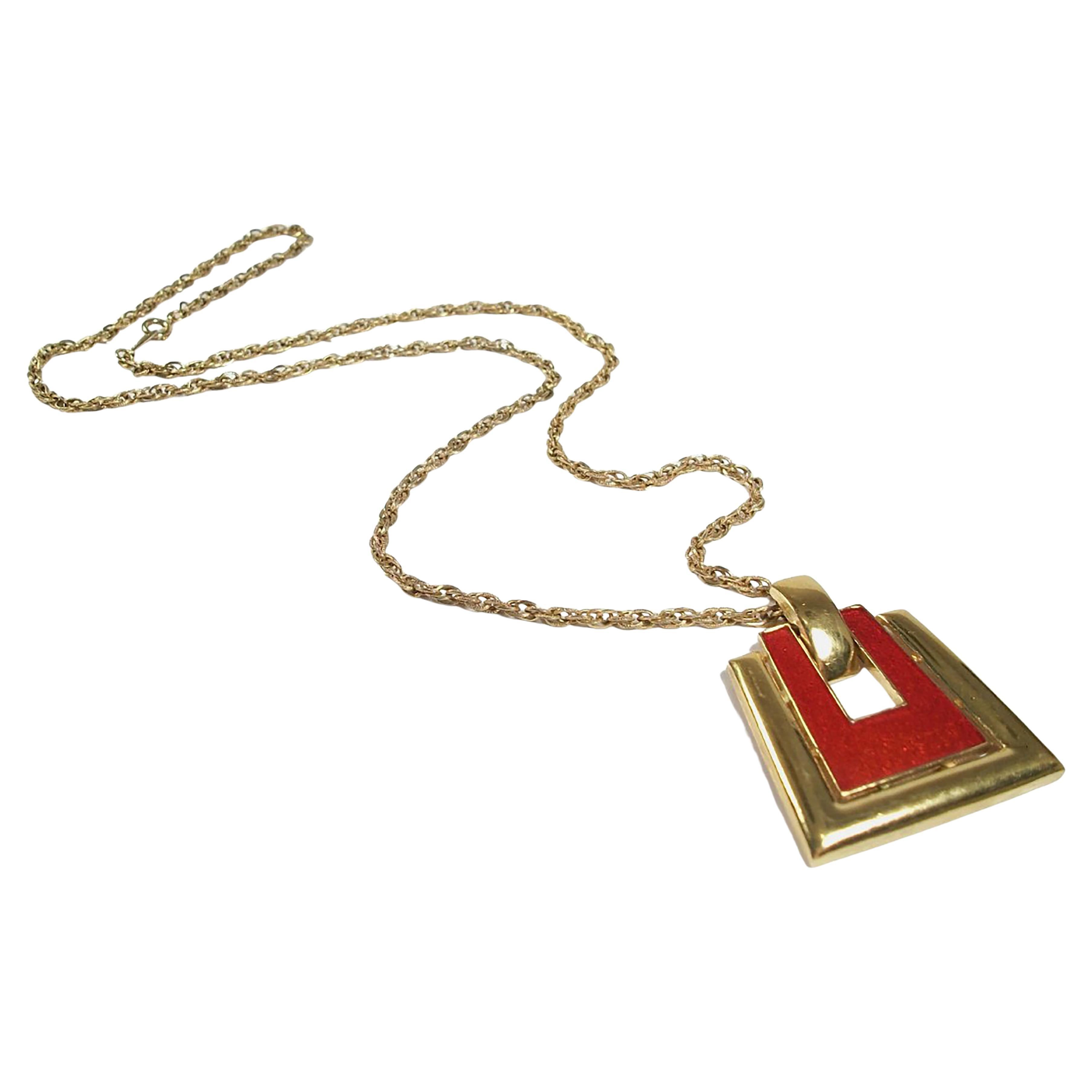 JOËL - Vintage Enamel & Gold Tone Necklace - Extra Long - Signed - Circa 1980's