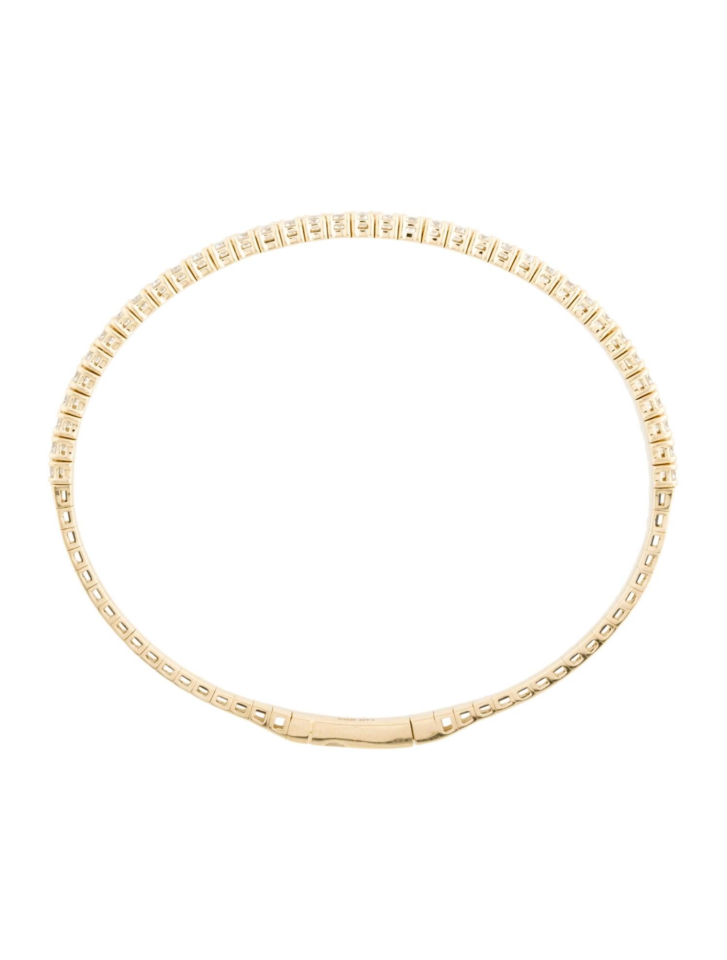 Quality Flexible Stackable Bangle: Made from real 14k gold and 37 glittering white approximately 1.45 ct. Certified diamonds, featuring a single row of white diamonds flexible diameter for comfort with a color and clarity of GH-SI

Surprise Your