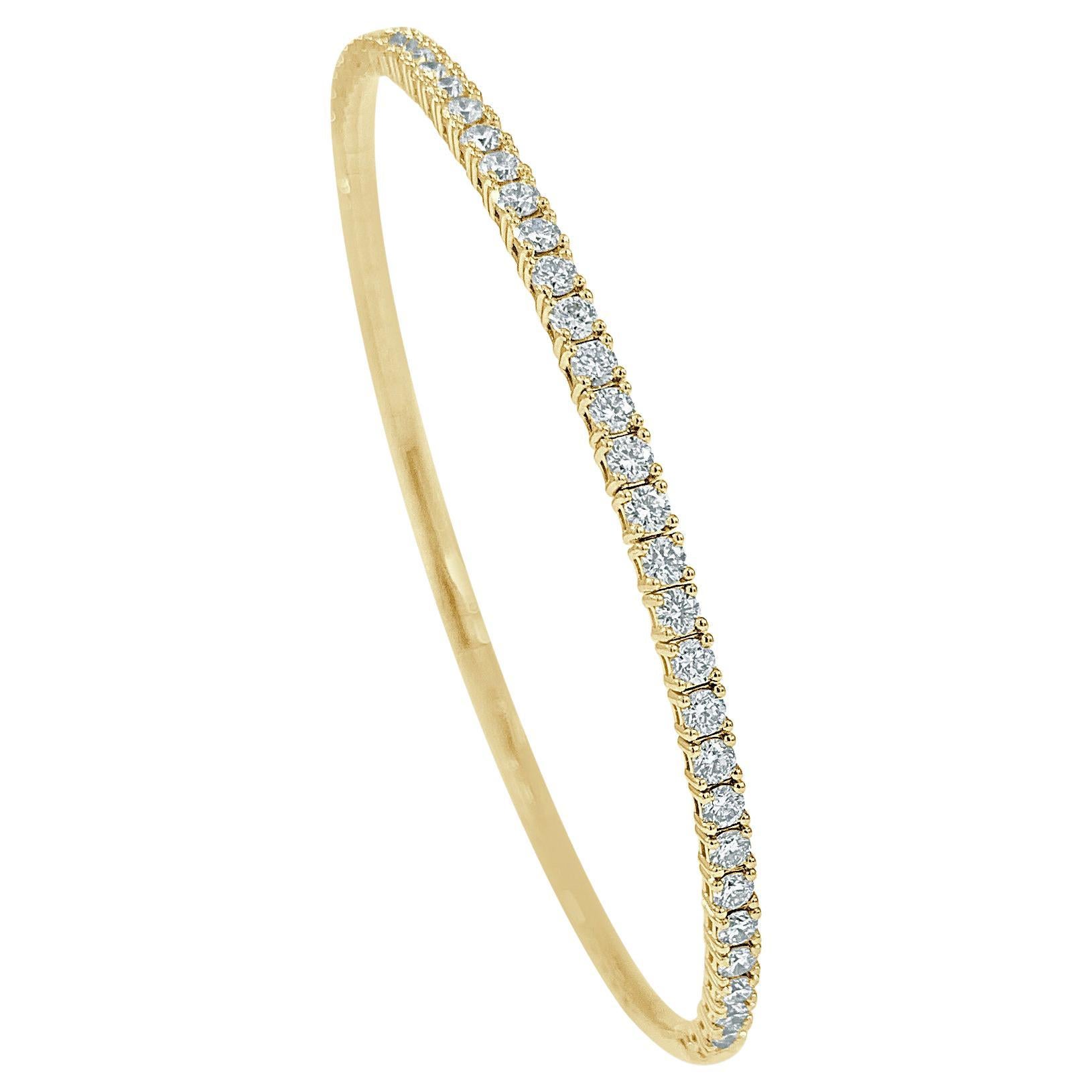 Bracelet jonc empilable en or 14 carats avec diamants pour femme (1,45 carat) en vente