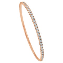 Diamond Bangle for Her 14k Gold 1.45 Ct Flexible Women's Stackable Bangle