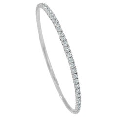 Diamond Bangle for Her 14k Gold 1.45 Ct Flexible Women's Stackable Bangle