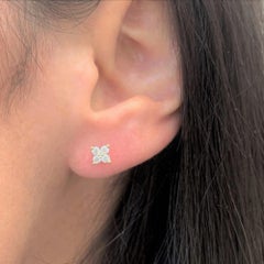 Diamond Flower Cluster Stud Earrings 14k White Gold 1/3 Ct TDW