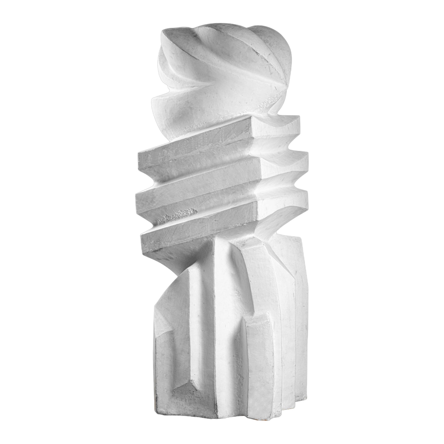 Joelle NEVEU : "Tótem Cubista", Talla directa sobre mármol de Carrara C. 1970 en venta