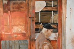 Gran óleo modernista de Colorado Wharf Street Plein Air Calle de Nueva Orleans