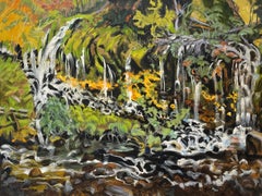 "Cataratas Mossbrae, Dunsmeir, CA" (2012) Por Joellyn Duesberry, Óleo sobre lino