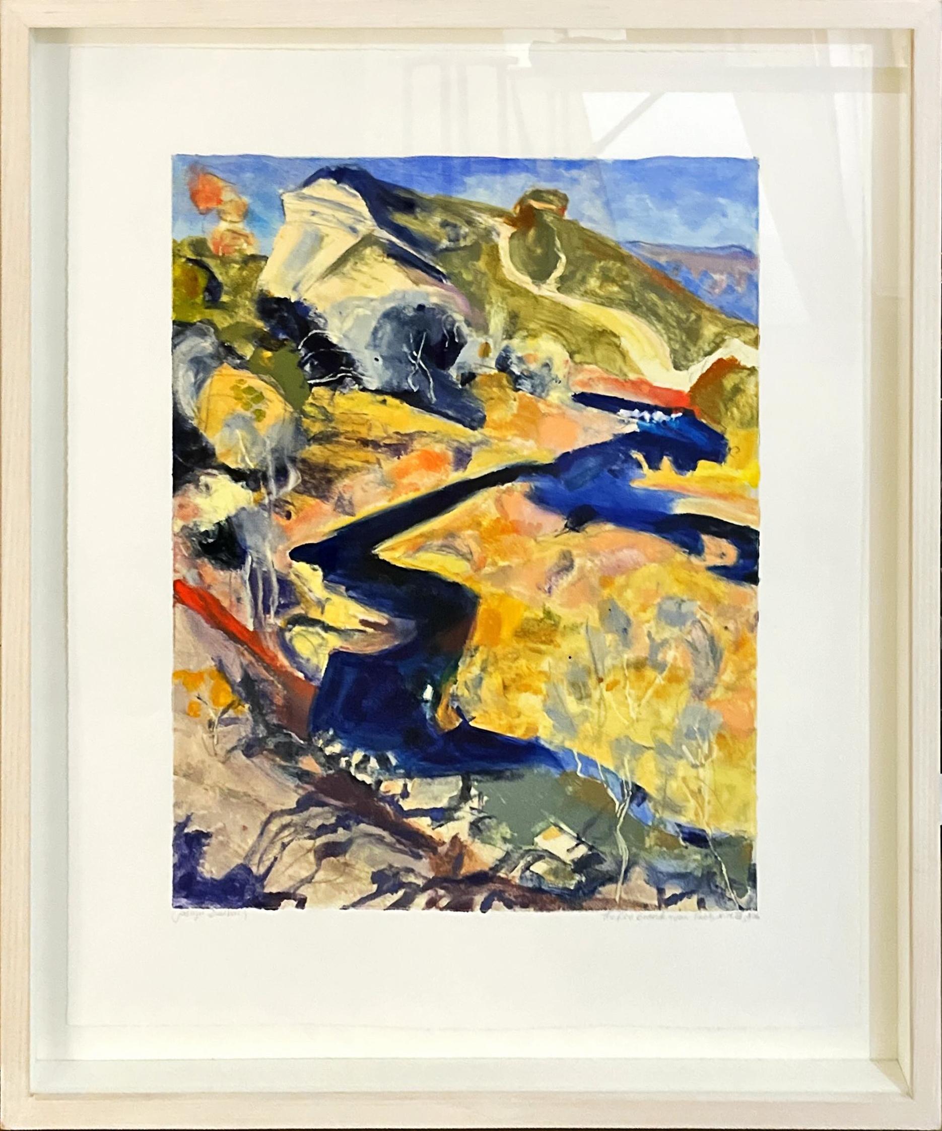 "Rio Grande near Taos" (2006) di Joellyn Duesberry è una stampa monotipo originale fatta a mano che raffigura un paesaggio astratto con un fiume biforcuto che lo attraversa.

Pittrice autodidatta di paesaggi a olio, Duesberry dipingeva in tutto il