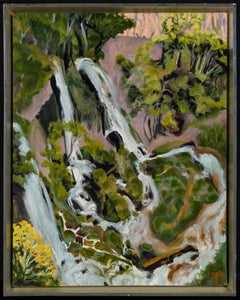"Slanted Light, Rifle Falls, CO" - Expressionist Landscape, Oil Painting