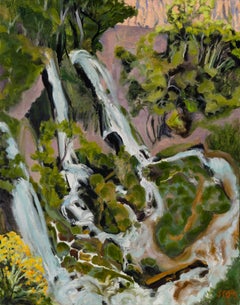 "Slanted Light, Rifle Falls, CO" - Expressionist Landscape, Oil Painting