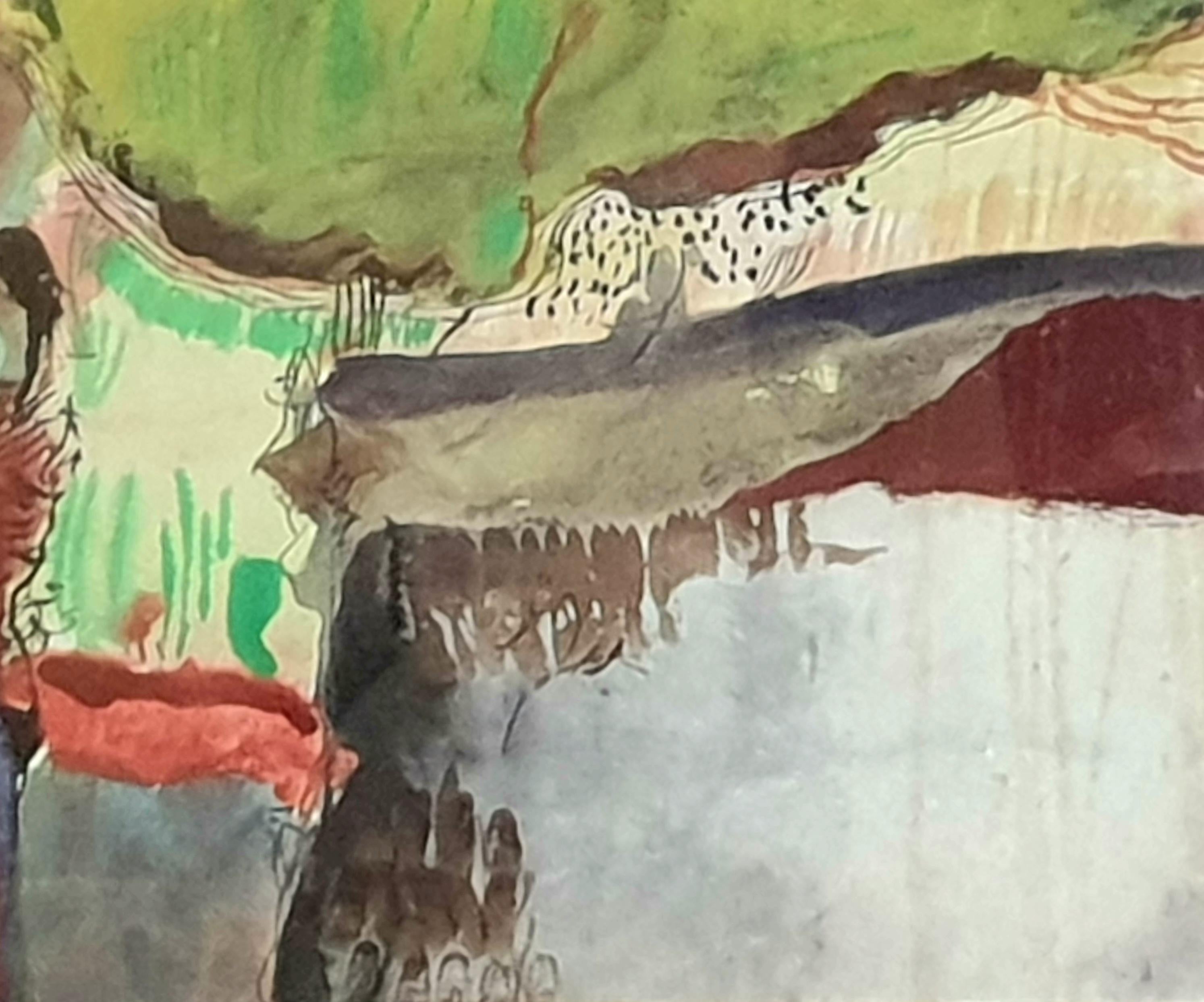 Espressionismo astratto Acrilico e olio su carta - Abstract Painting Beige di Joep Goeting
