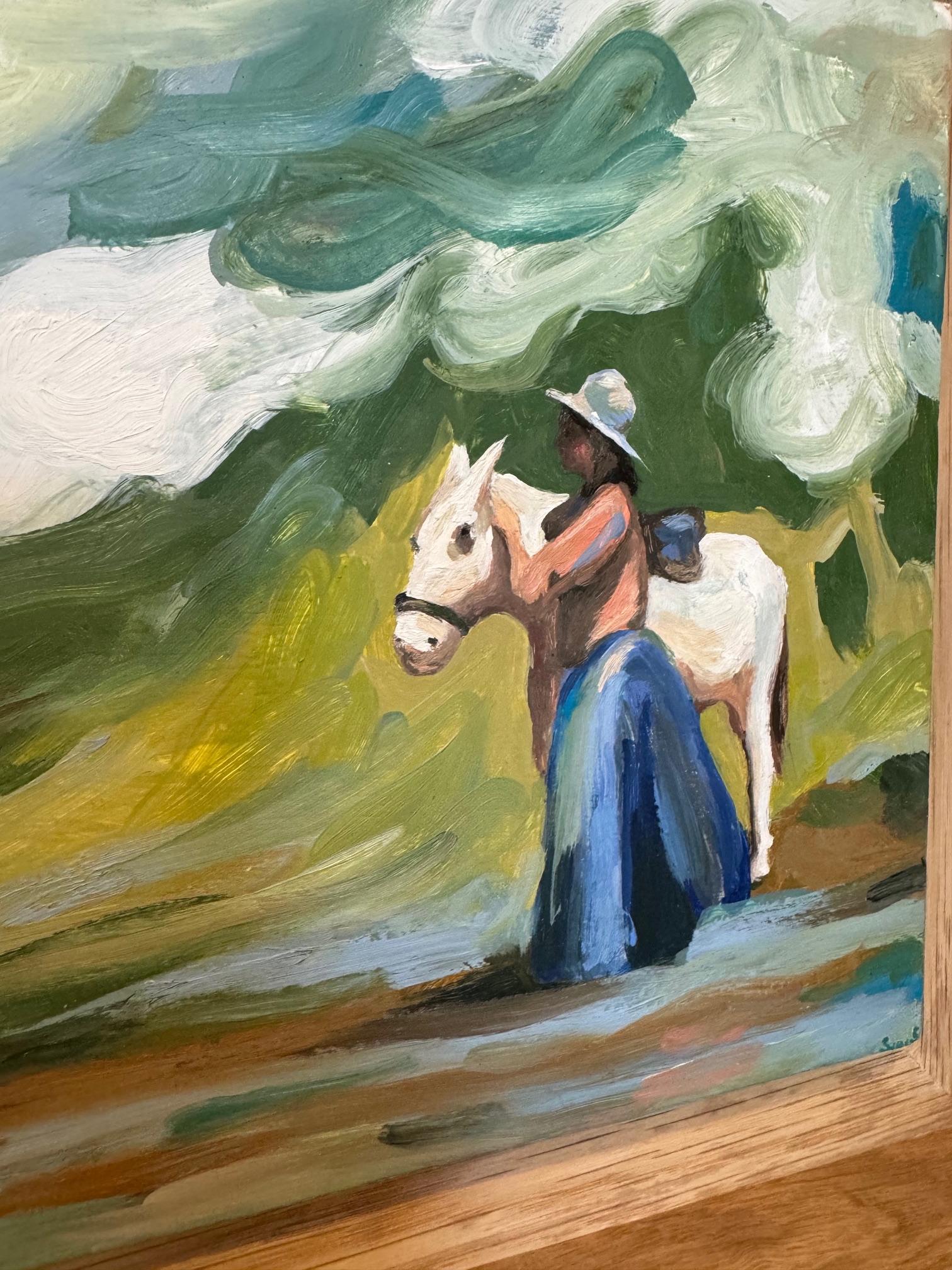 Curated Paintings Triptych, Westerns by Swan Scalabre and XOXO by Joerg Dressler For Sale 7