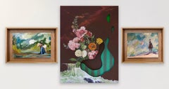 Curated Paintings Triptych, Westerns by Swan Scalabre and XOXO by Joerg Dressler