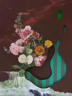 Surreal Floral Still Life Painting, Patterns,  XOXO by Joerg Dressler