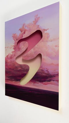 Pintura surrealista, paisaje, nubes rosas, océano, Elemental II de Joerg Dressler