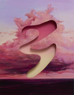Surreal Painting, Landscape, Pink Clouds, Ocean, Elemental II by Joerg Dressler