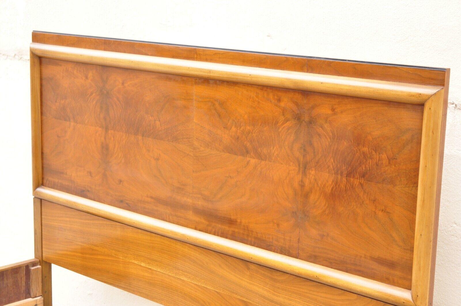 Joerns Bros Art Deco Burl Wood Walnut Full Size Bed Frame In Good Condition For Sale In Philadelphia, PA