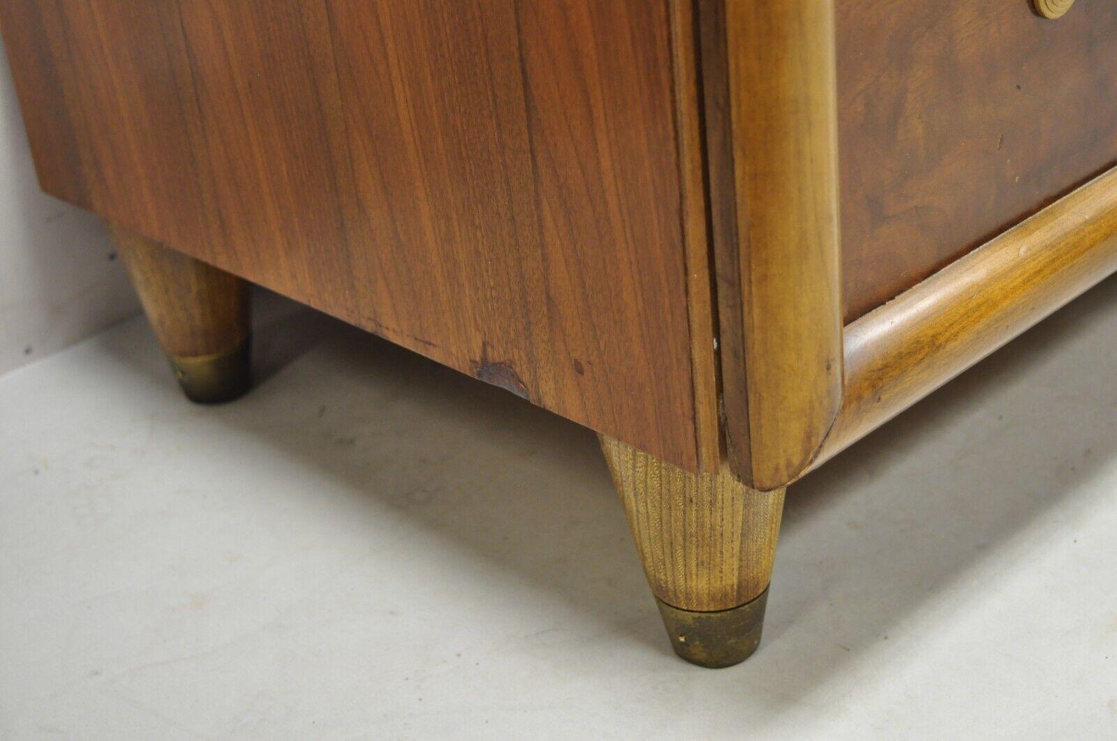 Joerns Bros Art Deco Mid Century Burl Walnut Tall Chest Dresser For Sale 3