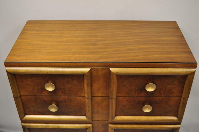 Joerns Bros Art Deco Mid Century Burl Walnut Tall Chest Dresser For ...