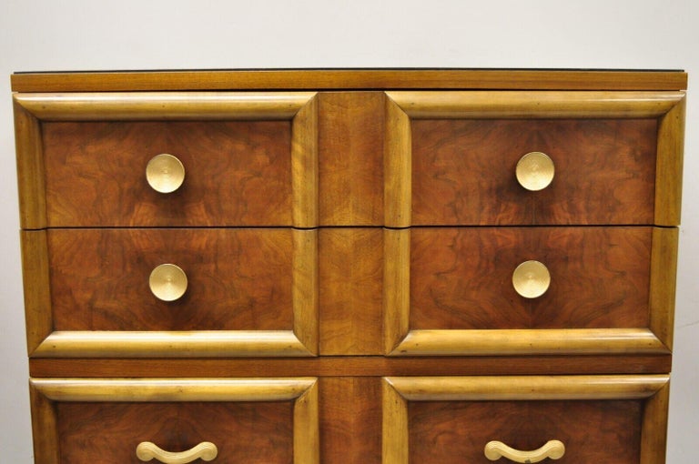 Joerns Bros Art Deco Mid Century Burl Walnut Tall Chest Dresser For ...