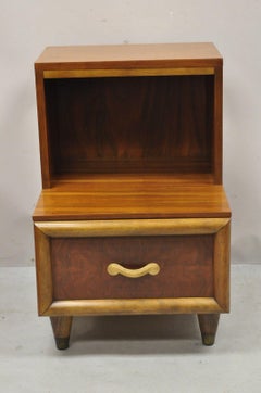 Joerns Bros Mid Century Art Deco Walnut Step Up Nightstand Side Table