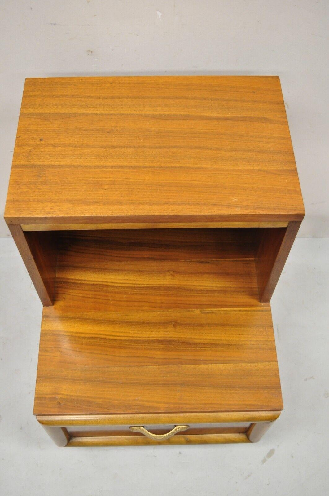 Joerns Bros Mid Century Art Deco Walnut Step Up Nightstand Side Table For Sale 4