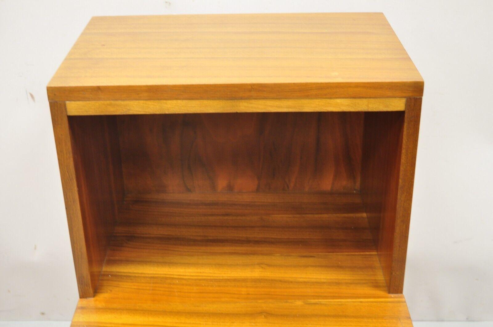Joerns Bros Mid Century Art Deco Walnut Step Up Nightstand Side Table For Sale 5