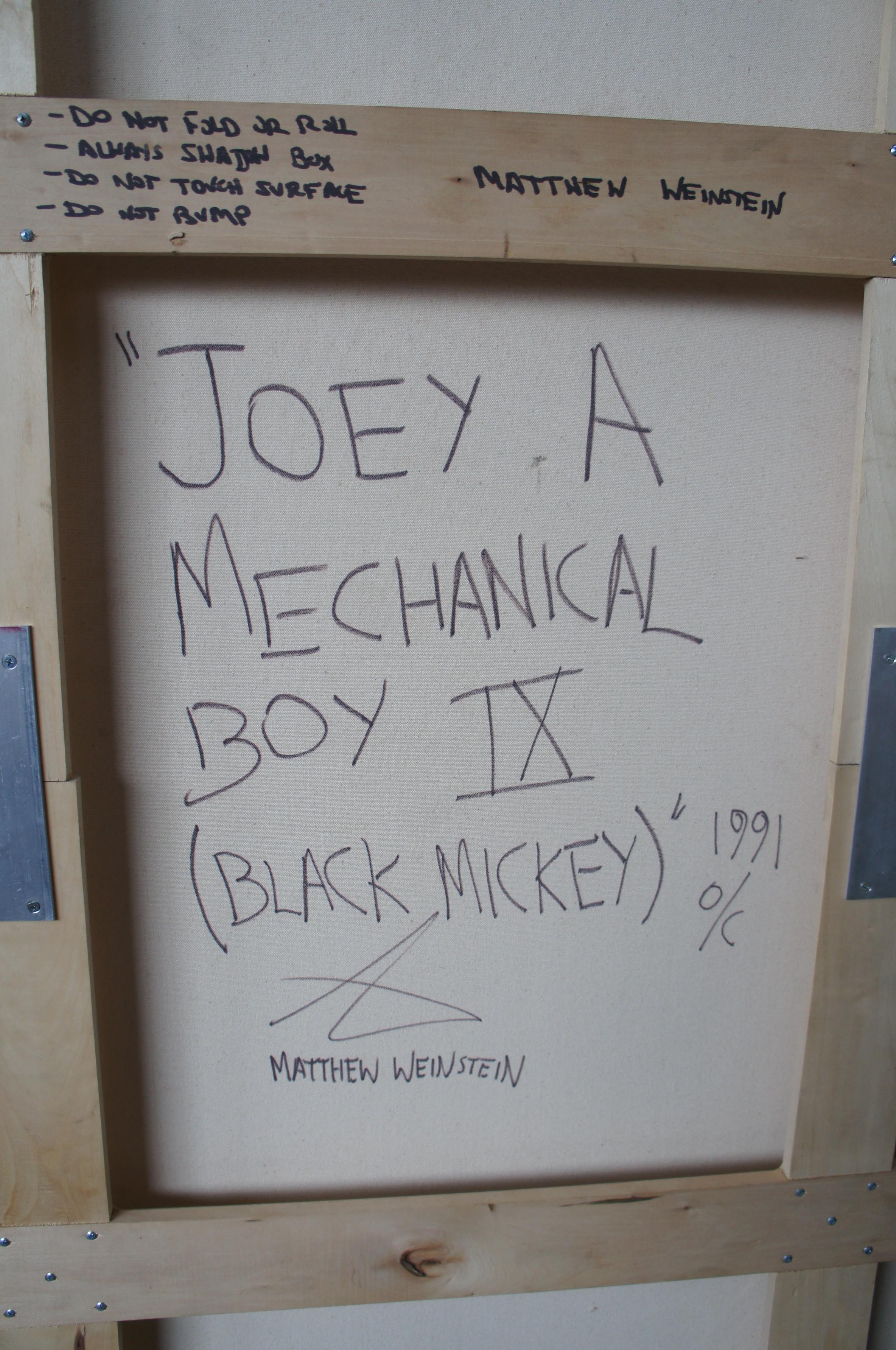 Joey A Mechanical Boy 'Black Mickey' by Matthew Weinstein Oil Linen Abstract For Sale 2
