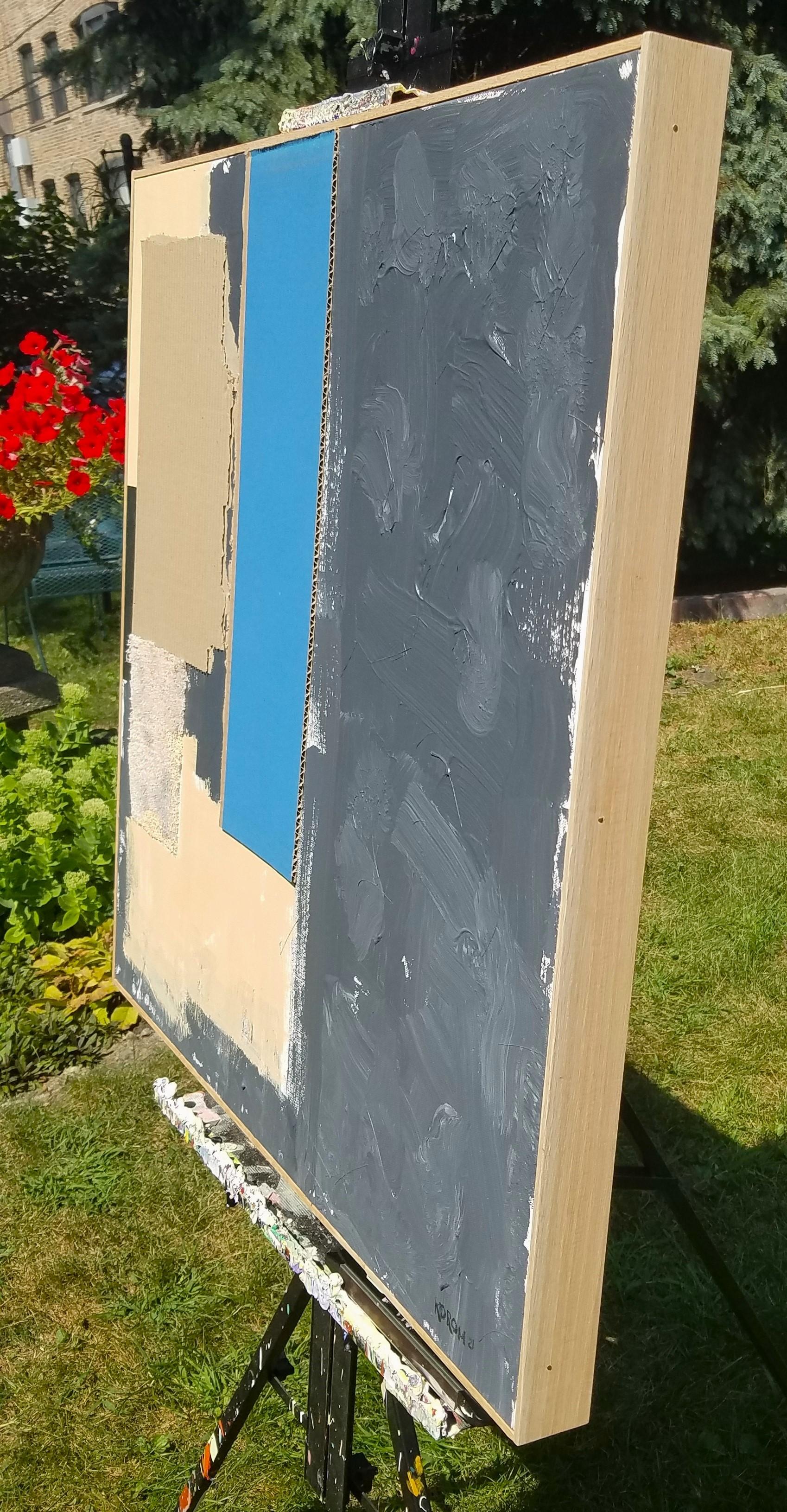 blue rectangle painting