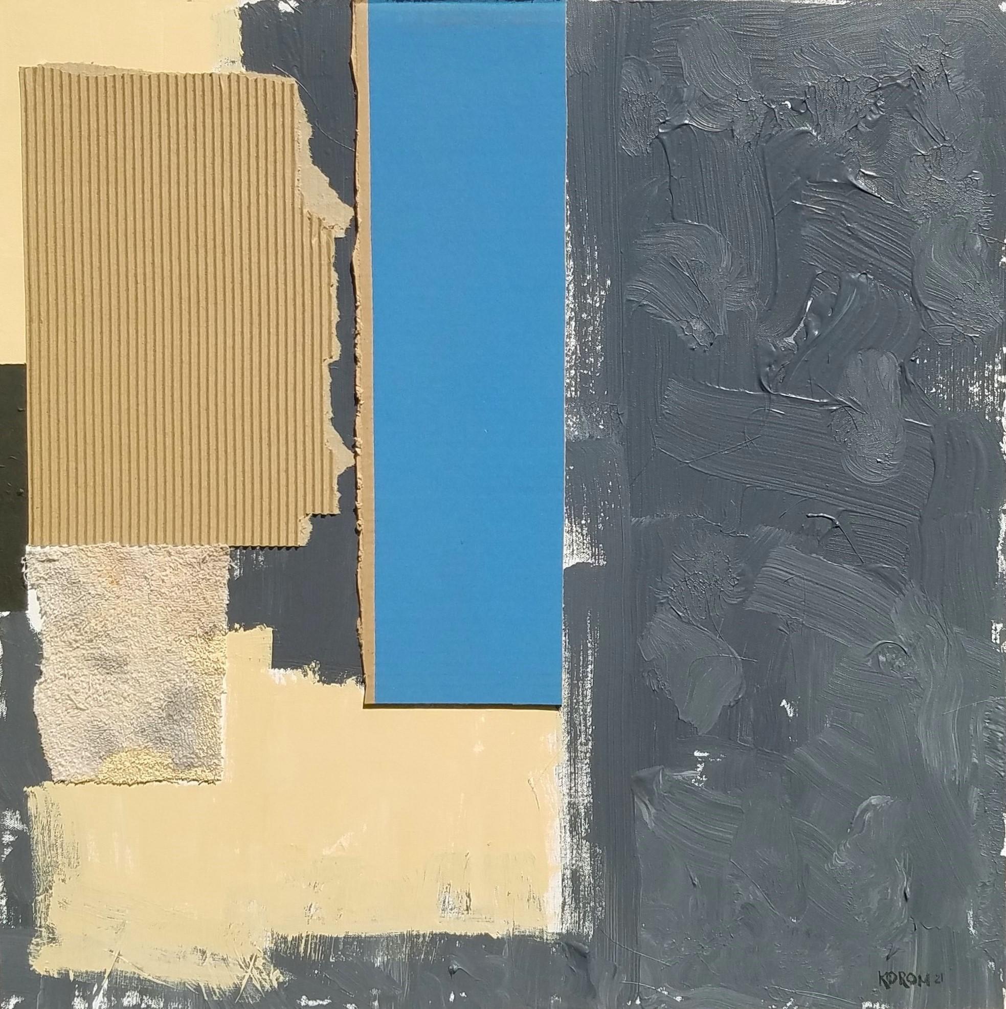 Composition With Blue Rectangle, Abstract Painting - Mixed Media Art by Joey Korom