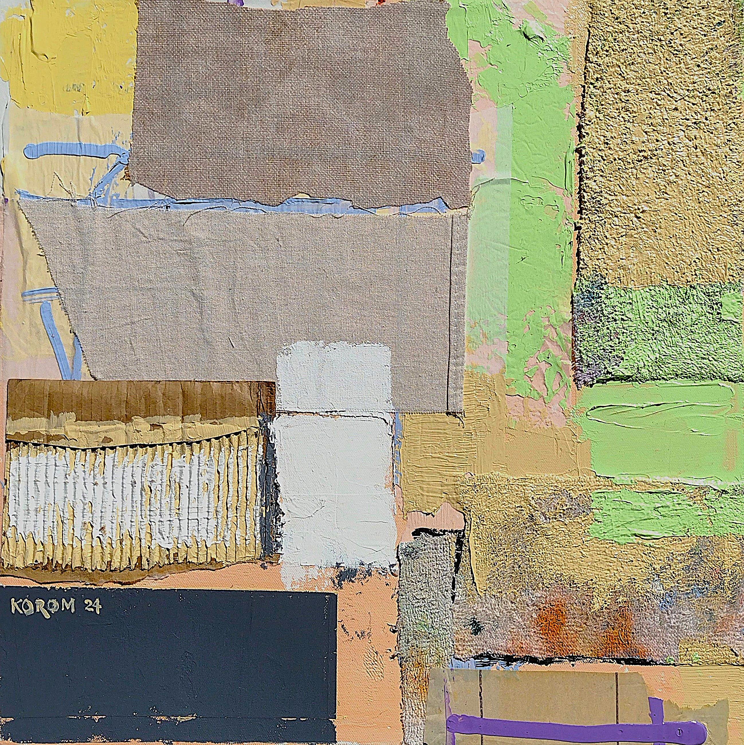 Game of Chance, peinture abstraite - Mixed Media Art de Joey Korom