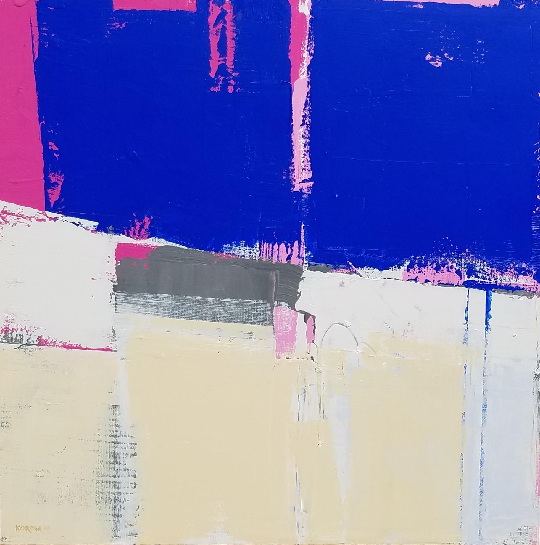 <p>Artist Comments<br>A bold color combination with subtly organized structures make up artist Joey Korom's piece. He paints cloth banners and large colorful flags in this abstract acrylic painting. Joey employs both balance and proportion