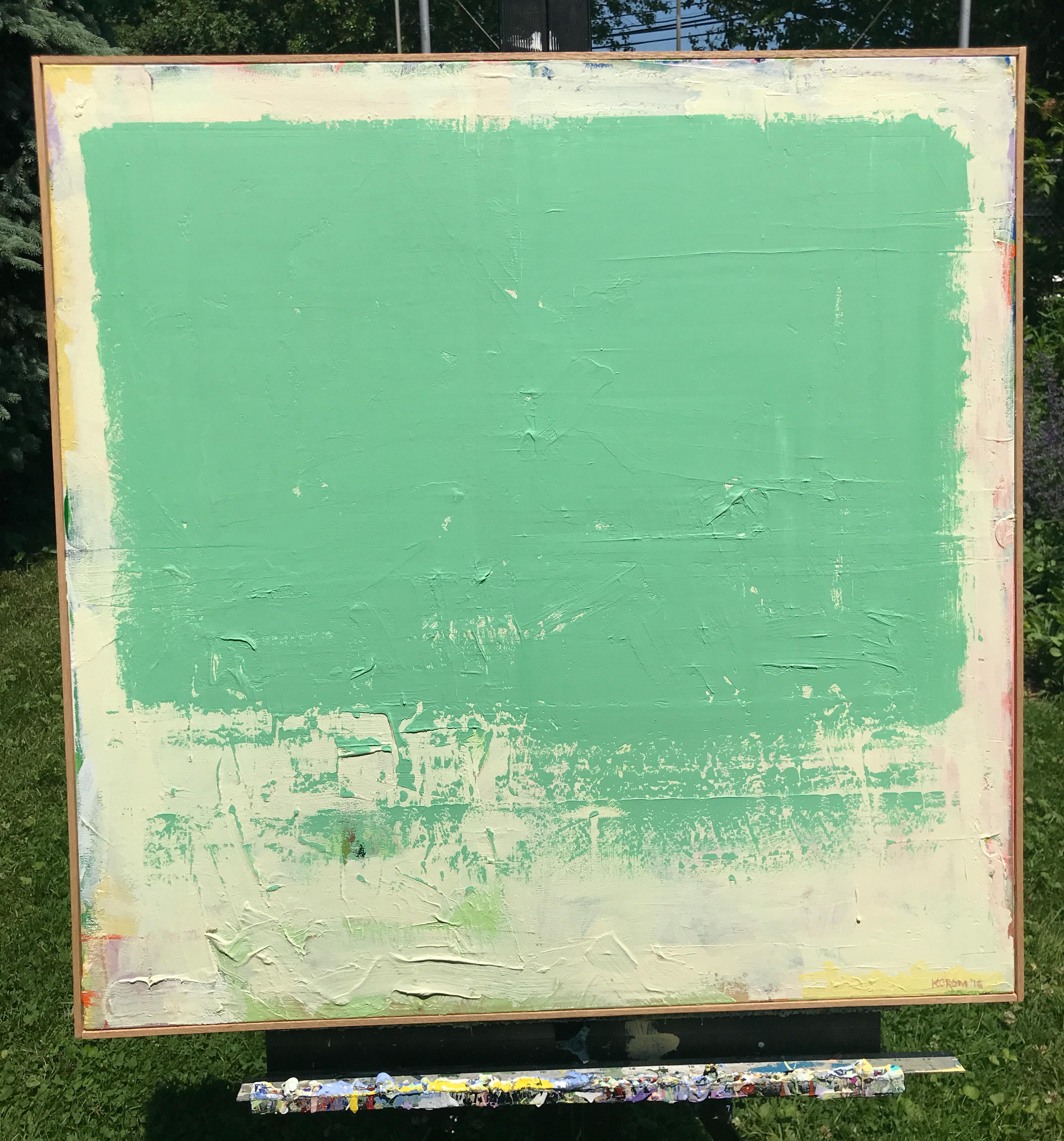 <p>Artist Comments<br />Green Cloud is a minimalist piece that is both colorful and bold in its simplicity, and, conversely, in its subtle complexity. The painting is on a gallery wrapped canvas, which comes varnished, framed, and wired to hang. The