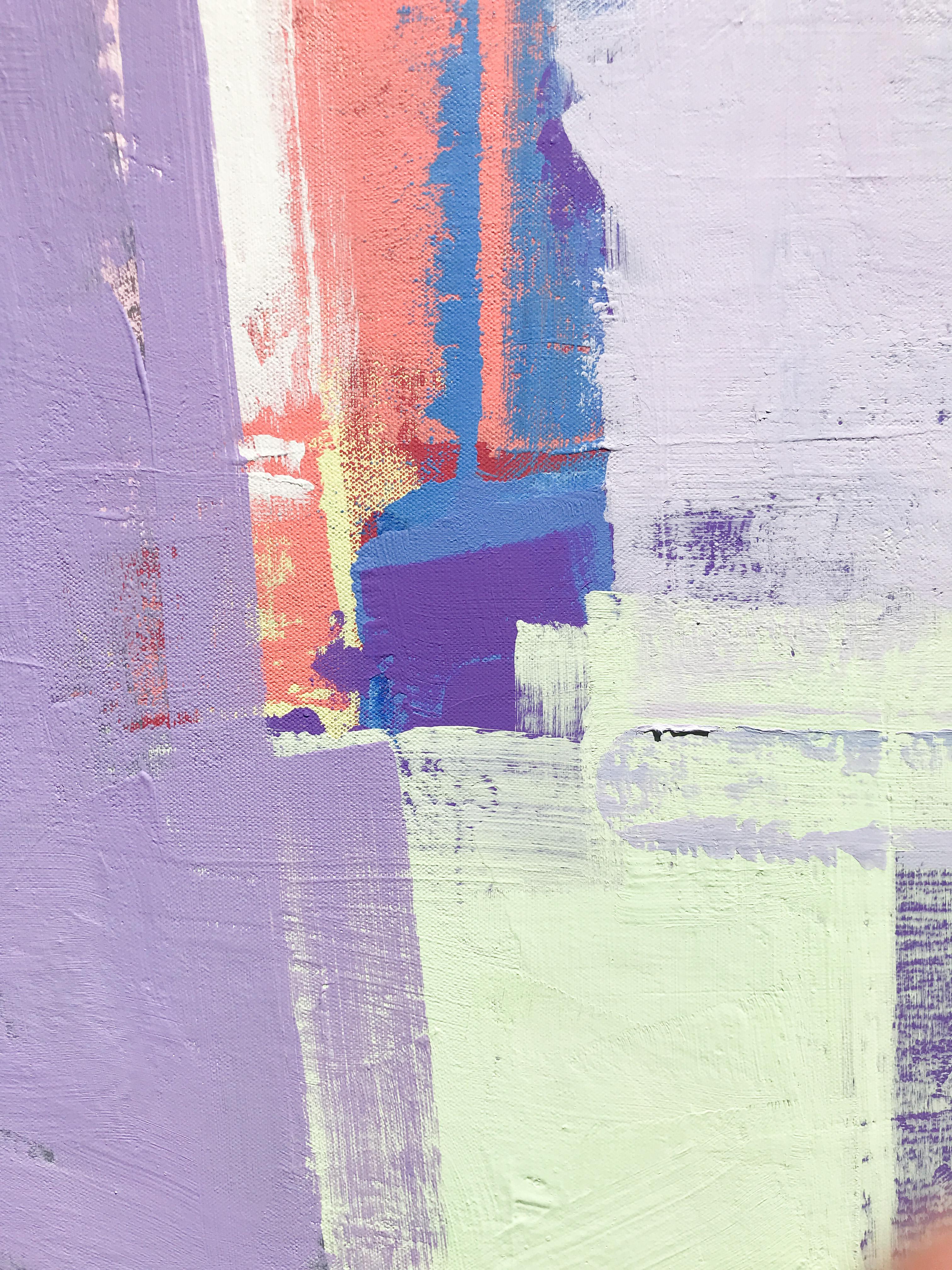 Jardin des Tuileries, Pittura astratta - Abstract Painting Viola di Joey Korom