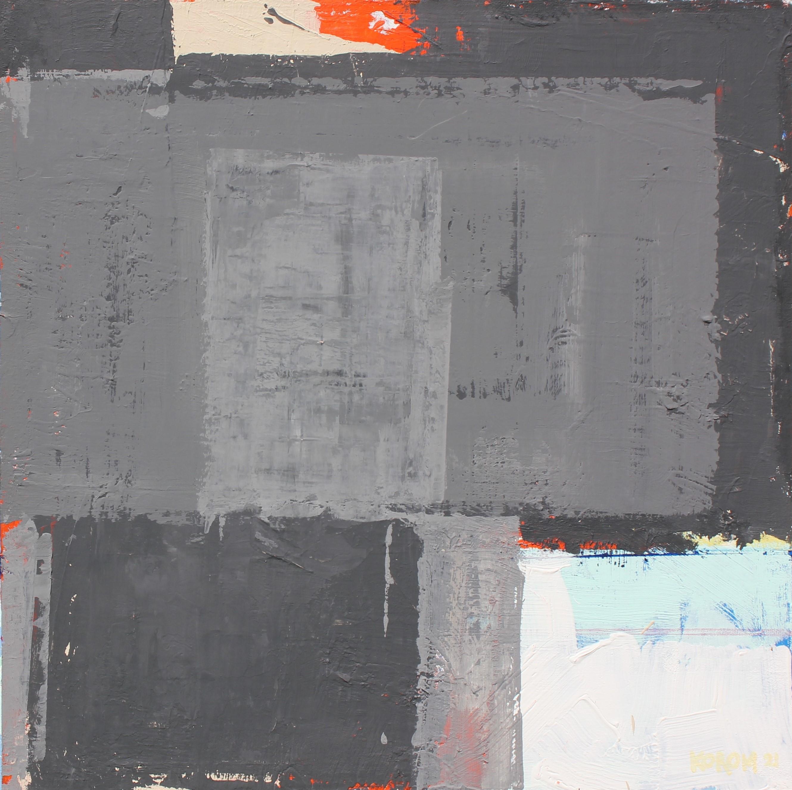 <p>Artist Comments<br />Artist Joey Korom demonstrates a bold abstract in gradating shades of gray. "With this piece, there is no reference to the New York Times, no parallels were intended, and none were included," says Joey. He presents a