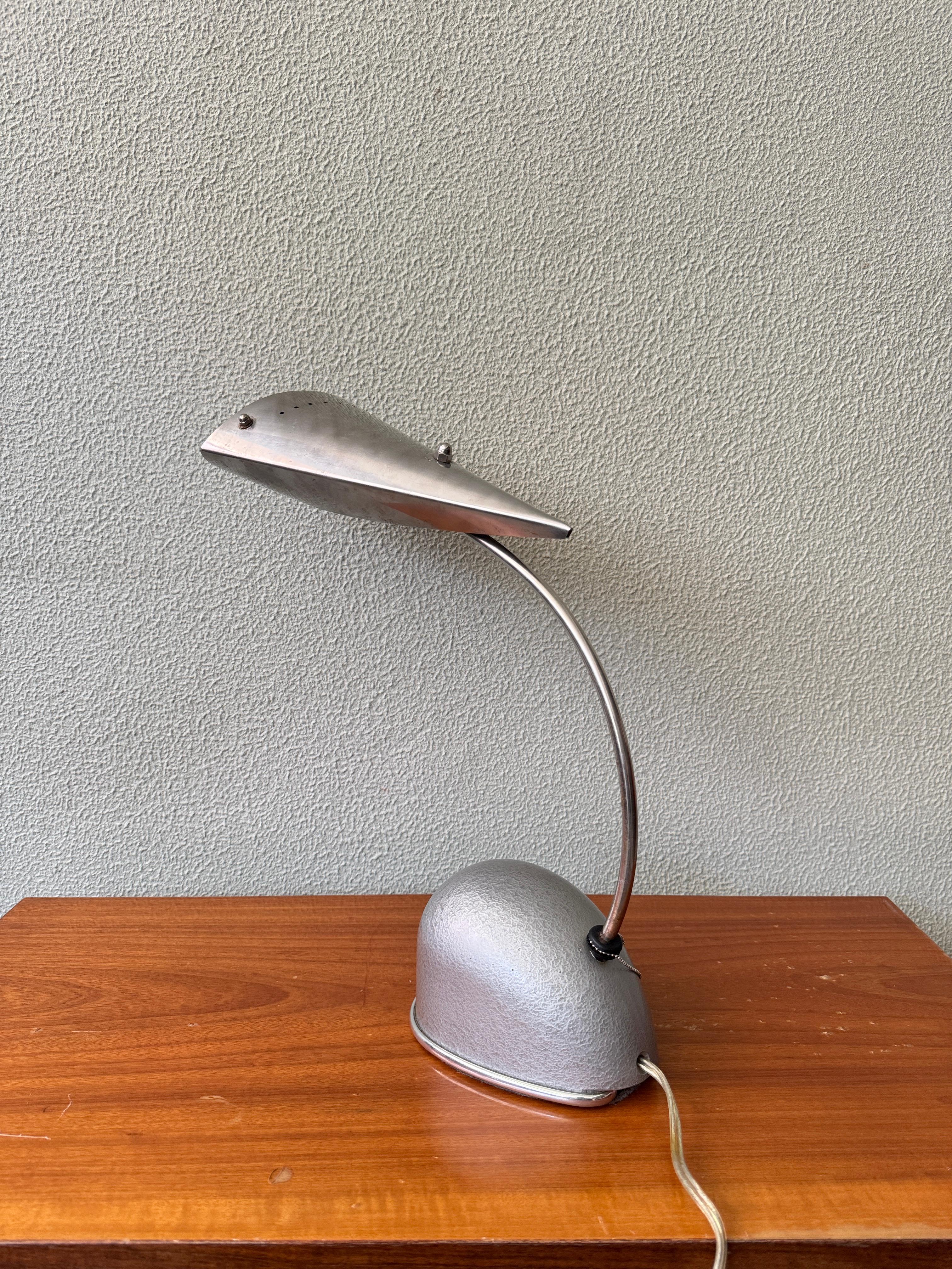 Métal Lampe de table en verre et acier Gunmetal, Joey Manic, années 1990 en vente