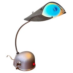 Lampe de table en verre et acier Gunmetal, Joey Manic, années 1990