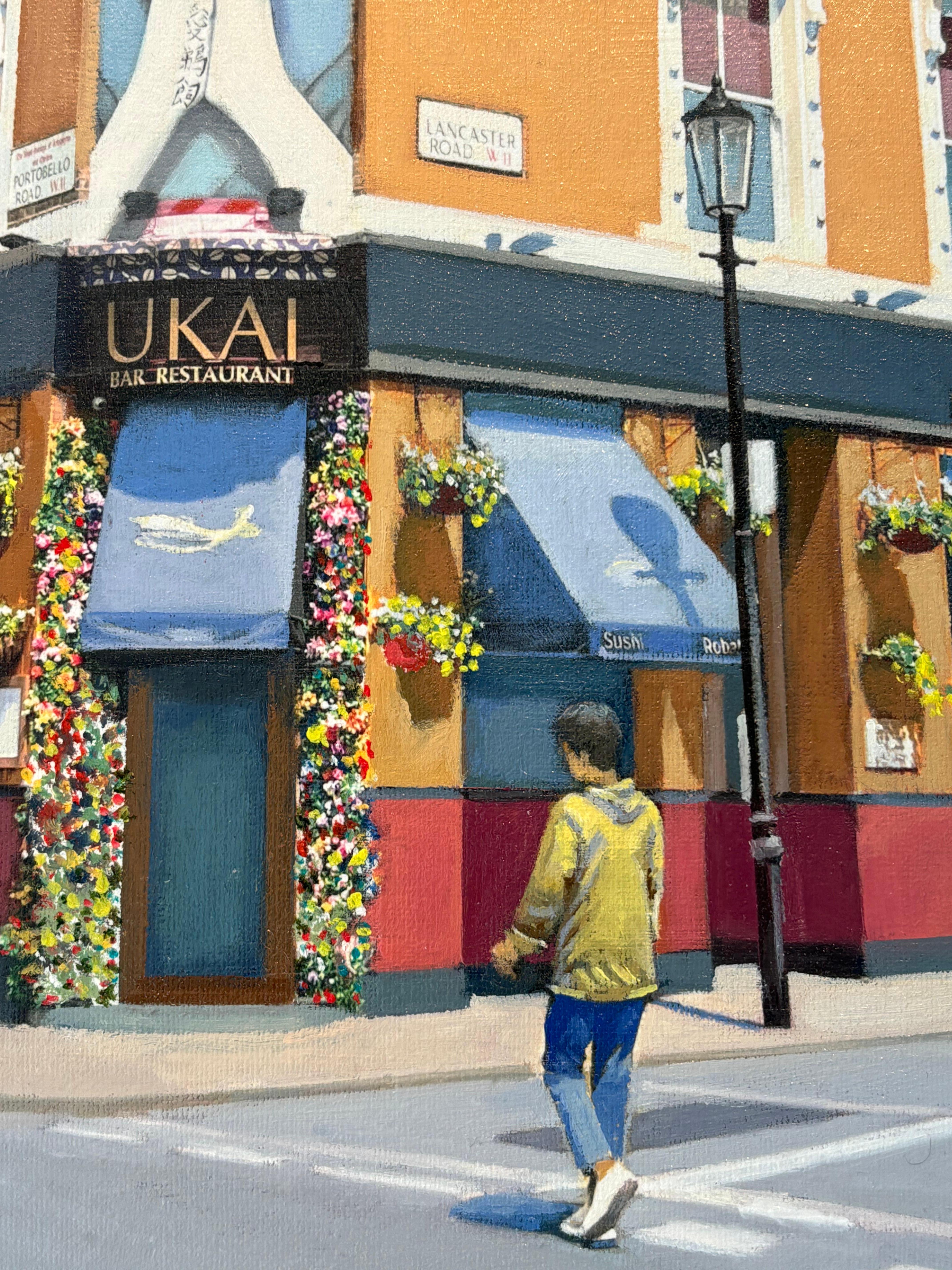 A Quiet Saunter -Zeitgenössischer Realismus Londoner Stadtbild Ölgemälde-Original Kunst (Grau), Landscape Painting, von Joey Mánaplaz