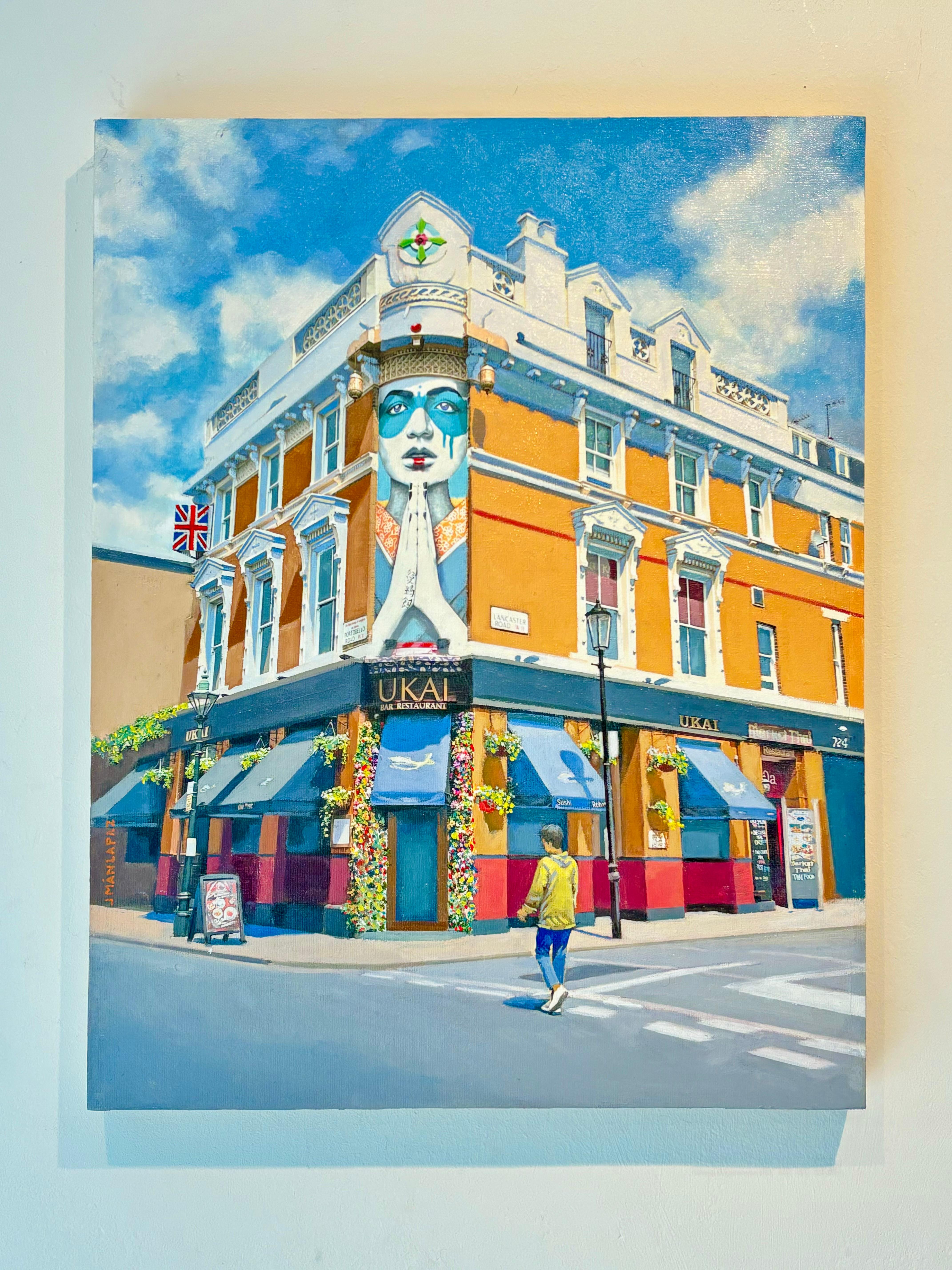 A Quiet Saunter -Pittura ad olio del paesaggio urbano di Londra in stile realistico contemporaneo - Arte originale in vendita 1