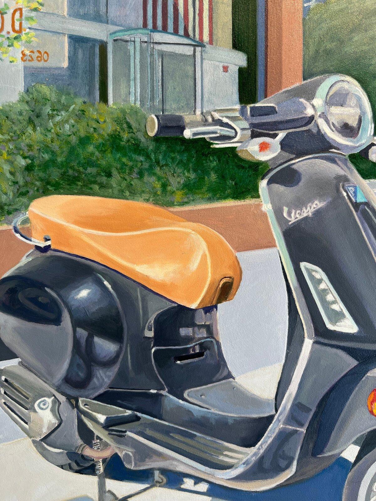 Please Wait (plum Vespa)- Amerikanischer Realismus - Stillleben - Zeitgenössische Kunst im Angebot 1