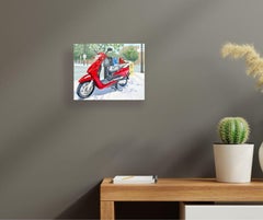Prendimi! (Red Elite) - Pittura ad olio di paesaggio urbano retrò del realismo americano, natura morta