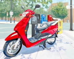 Prendimi!  (Red Elite) - Pittura ad olio di paesaggio urbano retrò del realismo americano, natura morta