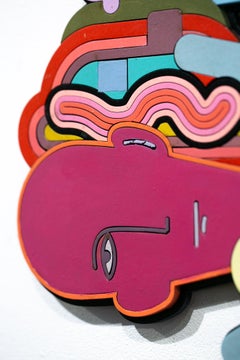 "Pouring one out", Wall-hanging sculpture, Color-Blocking, Abstract, Outline