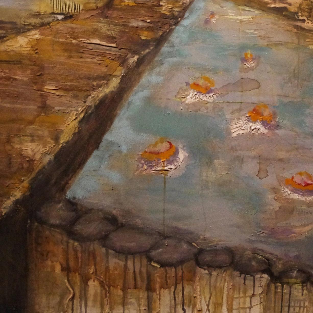 Dock And Pier.  :: Mixed Media :: Abstract :: This Piece Comes With An Official Certificate Of Authenticity Signed By The Artist :: Ready To Hang: Yes :: Signed: Yes :: Signature Location: On The Back :: Canvas :: Landscape :: Original :: Framed: No