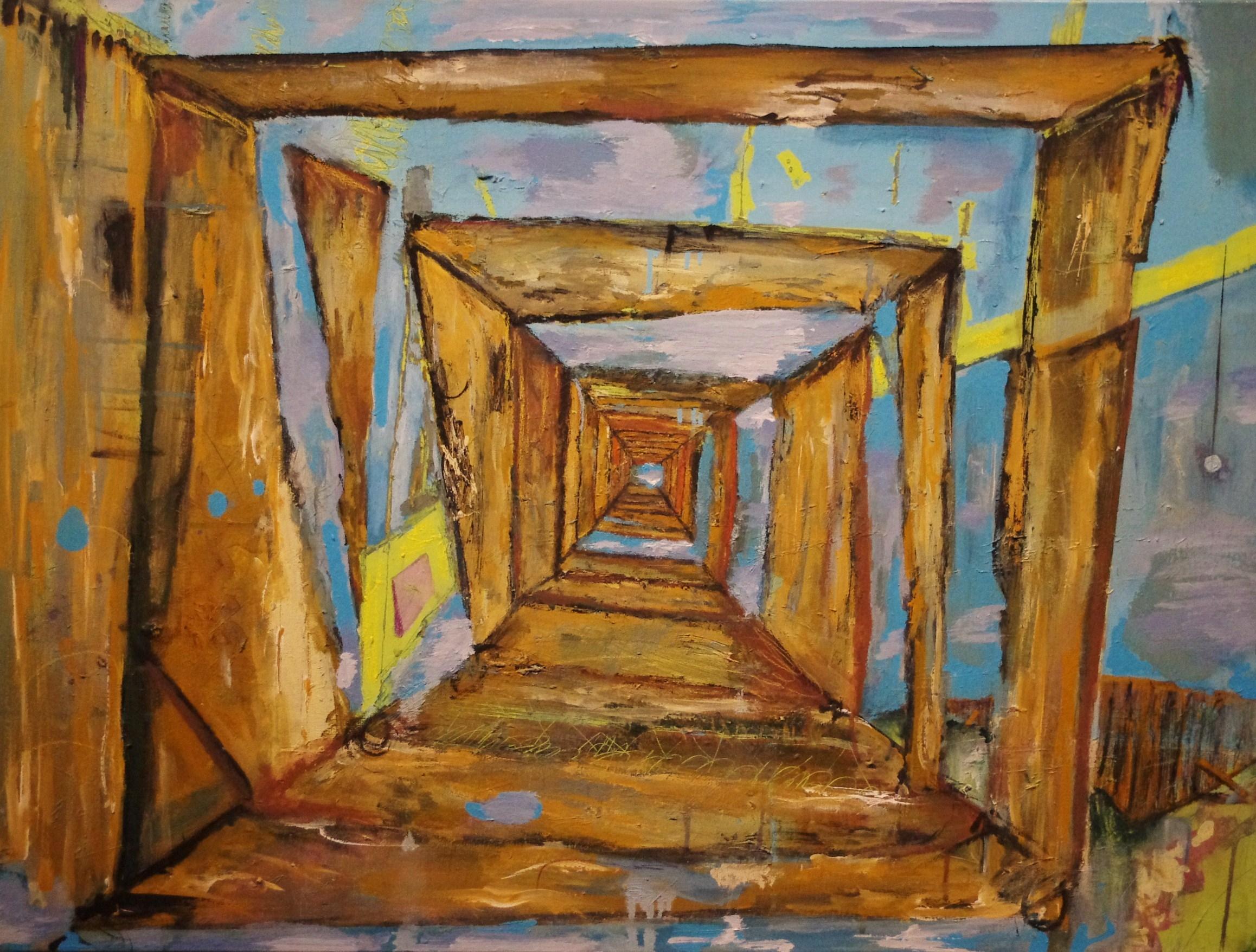 Hallways I, Mixed Media on Canvas - Mixed Media Art by Joey Thate