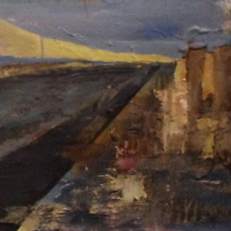 Dreamy Highway, over head.  :: Mixed Media :: Abstract :: This piece comes with an official certificate of authenticity signed by the artist :: Ready to Hang: Yes :: Signed: Yes :: Signature Location: On the back :: Canvas :: Landscape :: Original