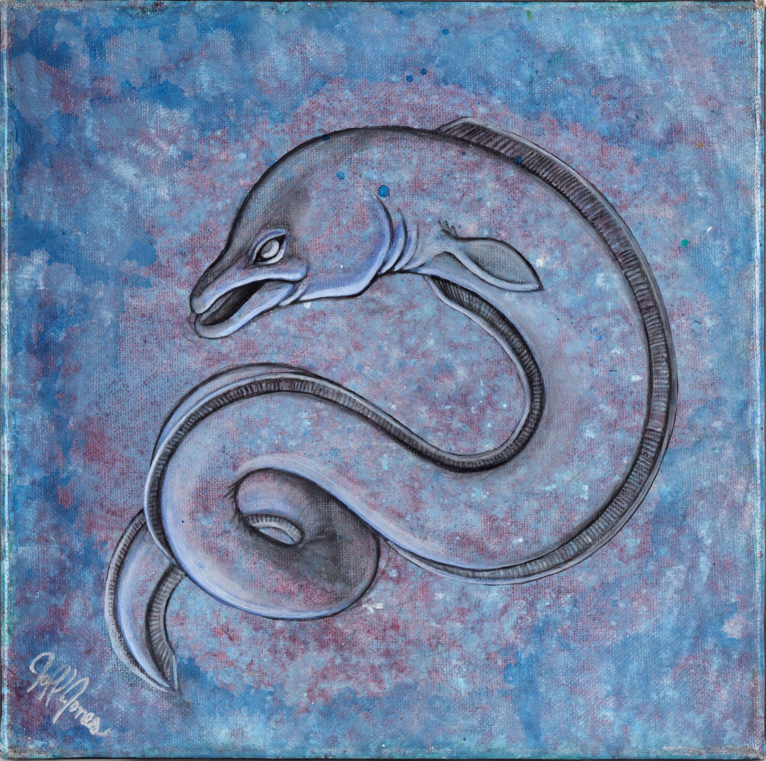 Animal Painting de Joff Jones - Anguila eléctrica en acrílico sobre lienzo